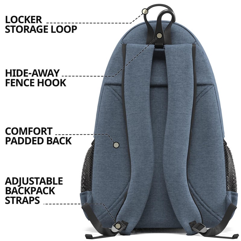 Athletico City Tennis Bag - Tennis Backpack for Men & Women Holds 2 Rackets & Shoes - Bags With Racquet Holder For Tennis, Pickleball, Squash & Badminton - Women's (Gray) - Image 3